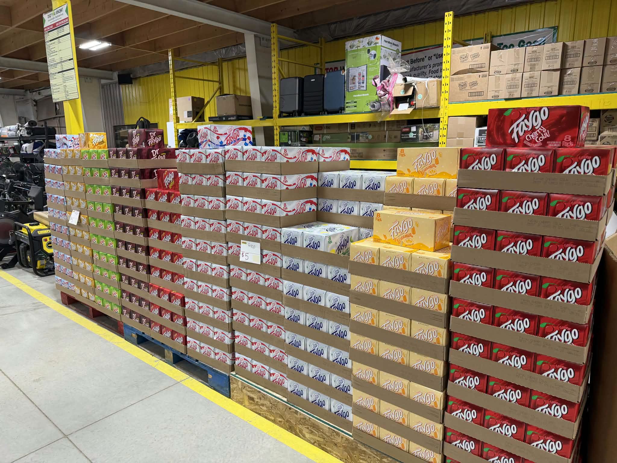 Grocery aisle stocked with packaged food and everyday products